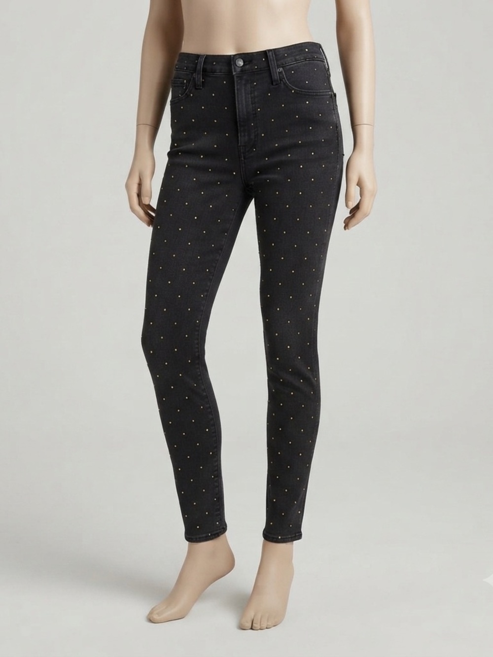 Madewell Black Gold Dot Studded Skinny Jeans Sz 10 Cropped Ankle Back to School